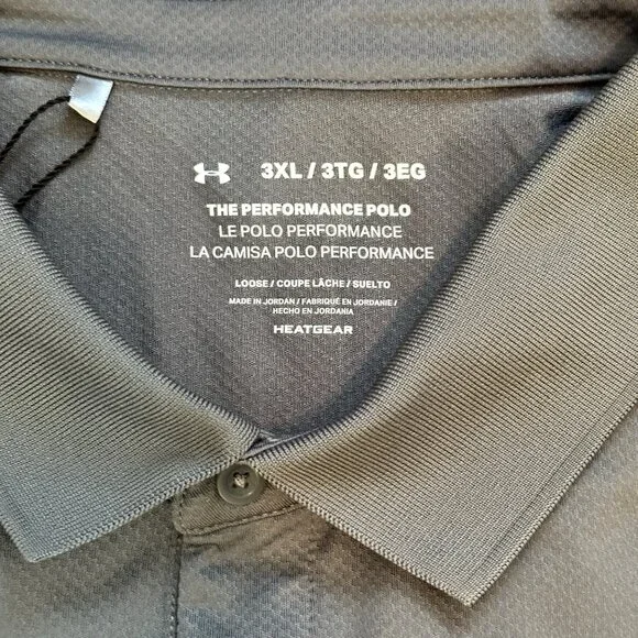 Under Armour Mens Gray 3XL Performance Polo Shirt HeatGear Loose Fit Stretch NWT - Picture 12 of 13
